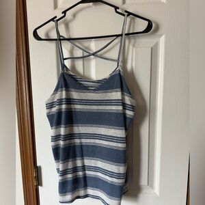 Striped Blue and Gray Women's Top